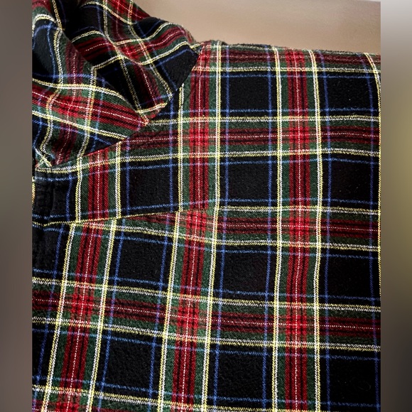 LL Bean Scotch Plaid Flannel Shirt Women's 1X Plus Red Navy Button Up - Picture 11 of 13